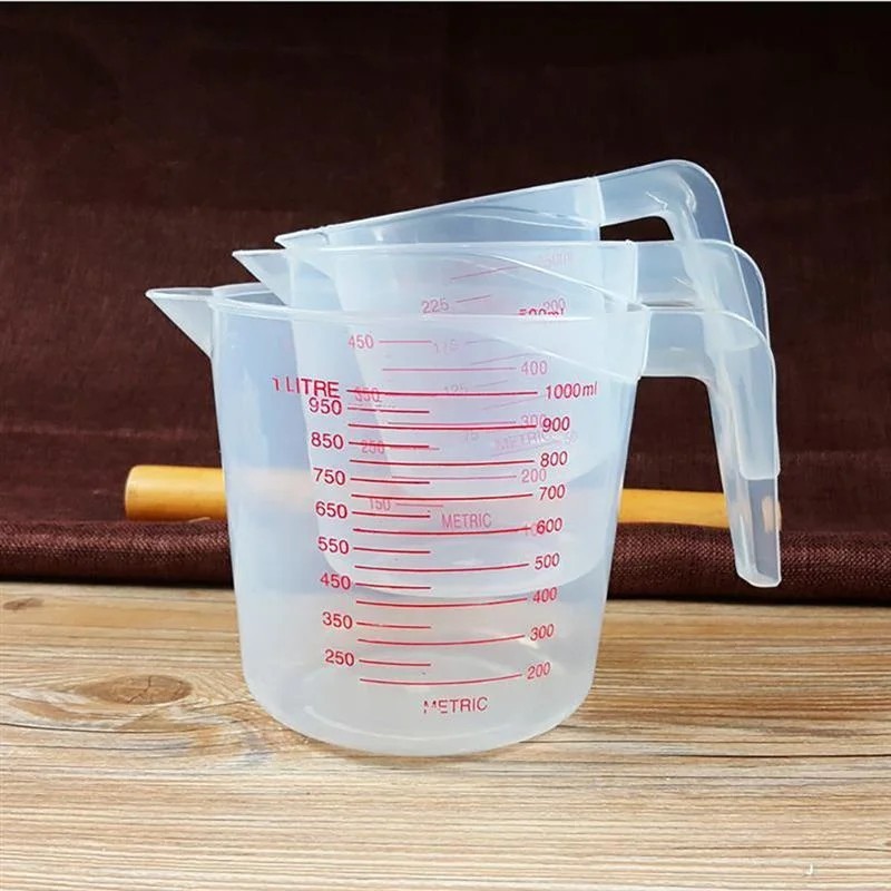 3Pcs Measuring Cups Set 250/500/1000ml Plastic Liquid Measuring Beaker Baking gallery