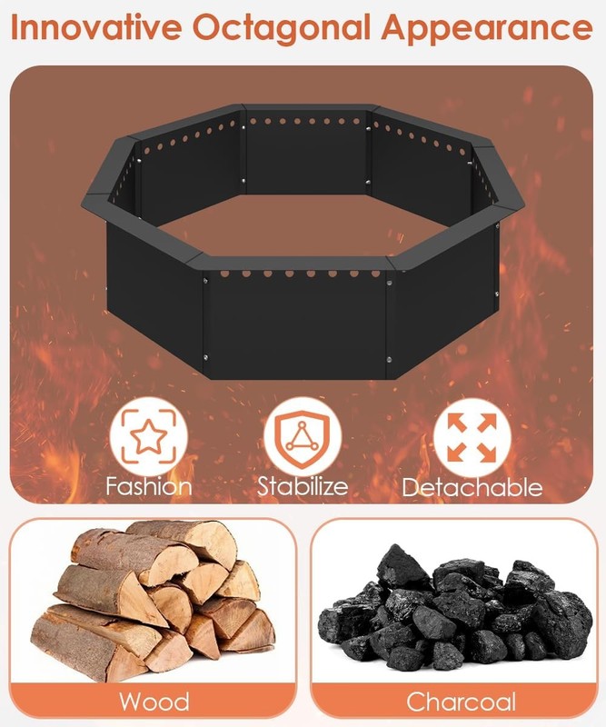 Smokeless Fire Pit Ring 32-Inch Outer 28-Inch Inner Diameter Large Solid Steel gallery