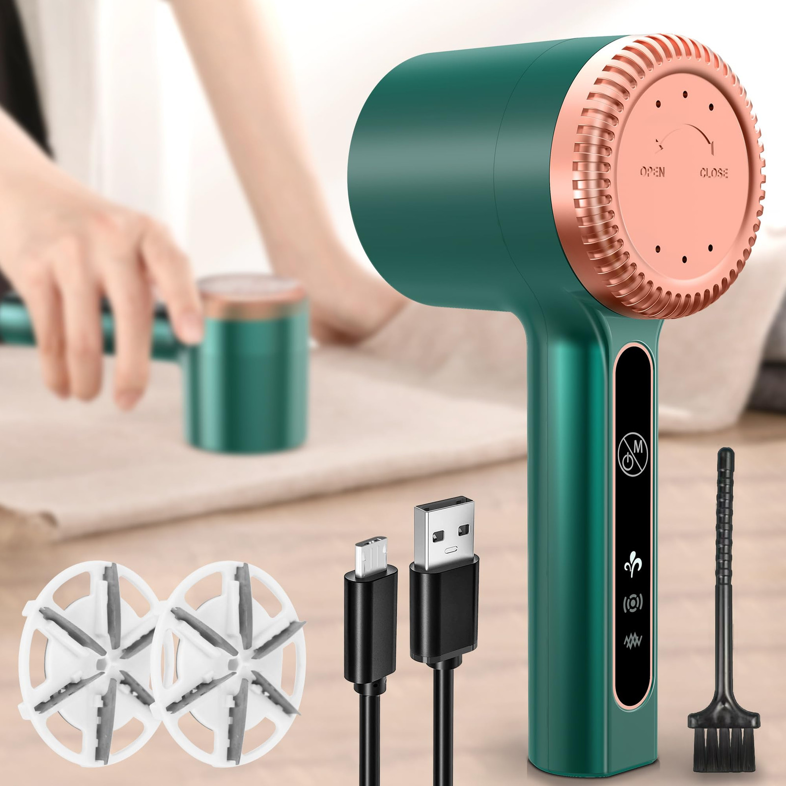1200mAh Rechargeable Fabric Shaver Electric Lint Remover Portable Sweater green gallery