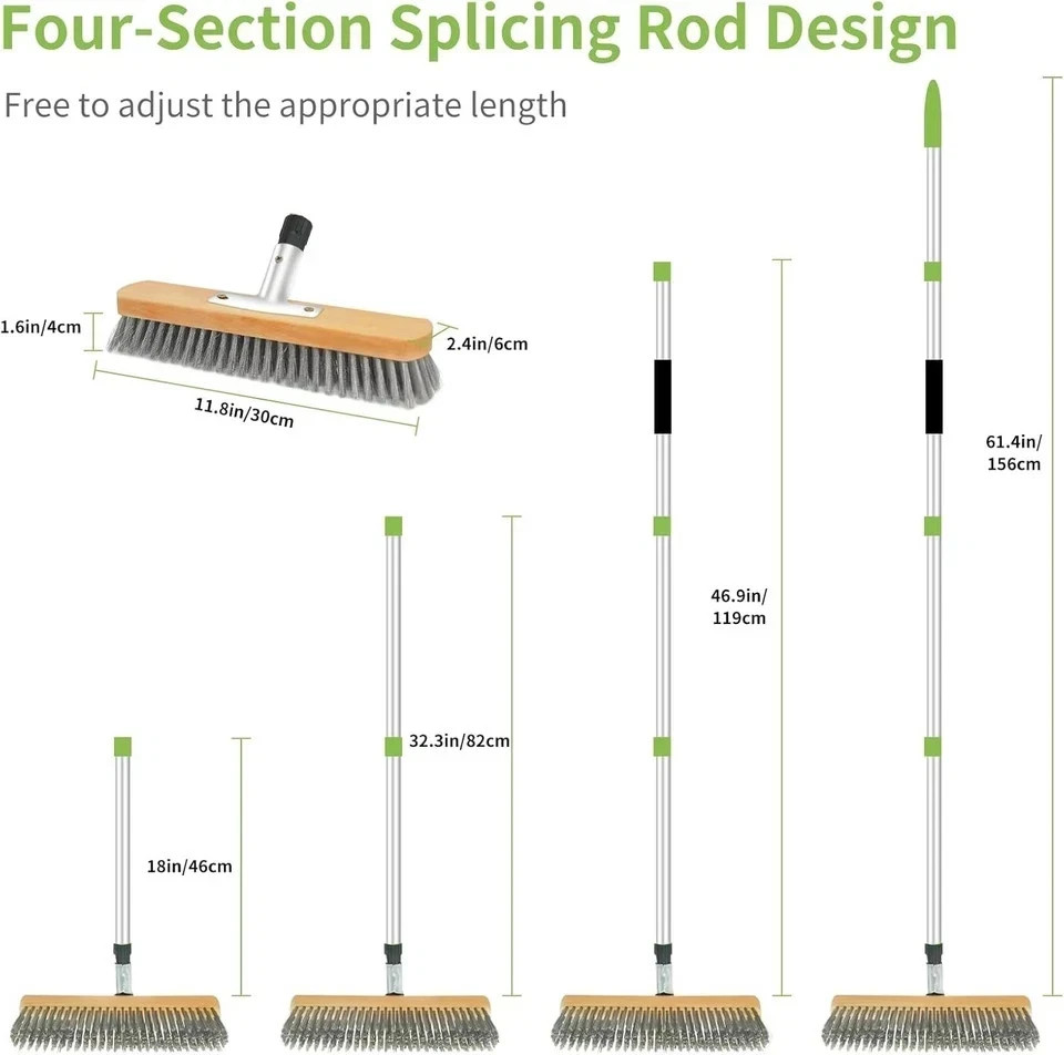 Stainless Steel Wire Scrub Brush with Long Handle, 62" Heavy Duty Floor Scrub gallery