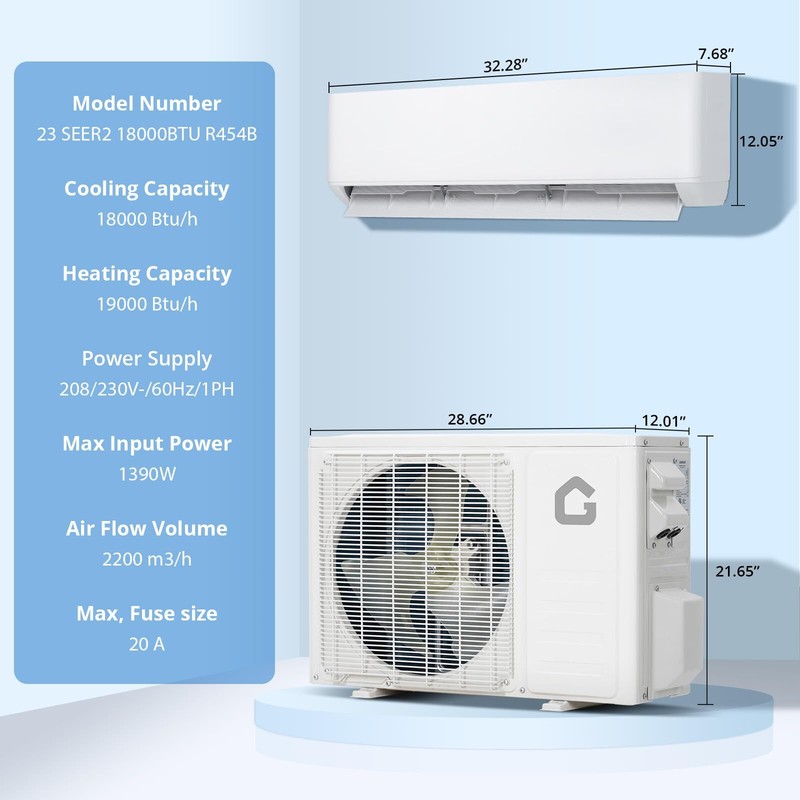 🌞18000BTU Mini Split Air Conditioner AC & Heater Wall-Mounted 23 SEER2 R454B gallery