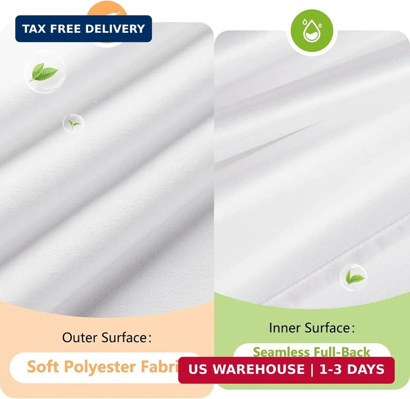 Seenus Waterproof Soft Microfiber Shower Curtain TPU Backed Lightweight, White W gallery