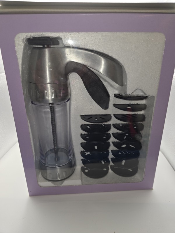 Wilton Cookie Pro Ultra II Cookie Press Set 16 Disks Silver Black Easy Grip New gallery