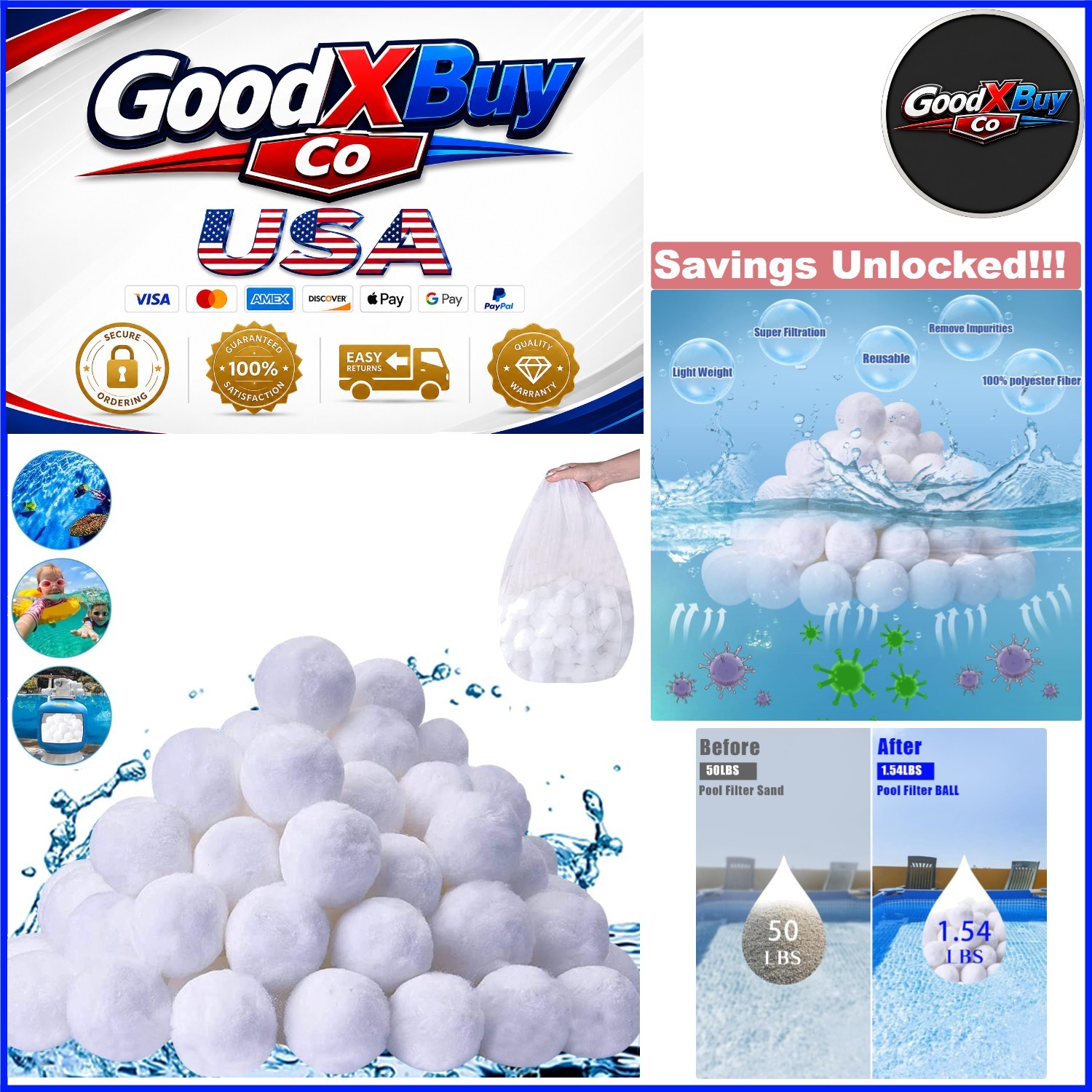 Eco-Friendly Pool Filter Balls 1.54 lbs Reusable for Sand Filter Replacement gallery