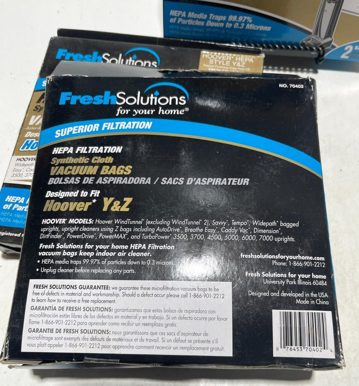 (3X) Fresh Solutions - Vacuum Bags - Hoover Y&Z - HEPA - 70402 2 Pack gallery
