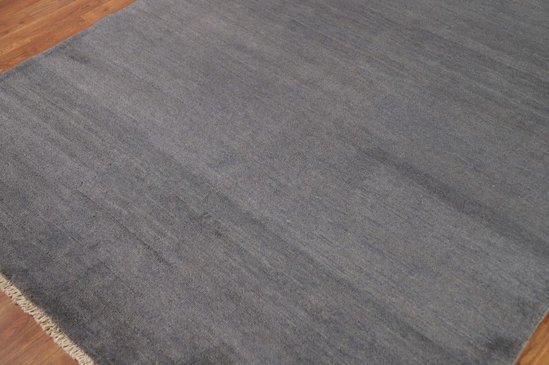 Premium Quality Gabbeh Solid Design Wool Foyer Rug - Greys & Charcoal 5x6 ft gallery