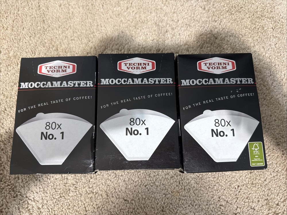 3 Boxes Technivorm Moccamaster 85090 Cup-One Paper Filters, 80 Count, White on