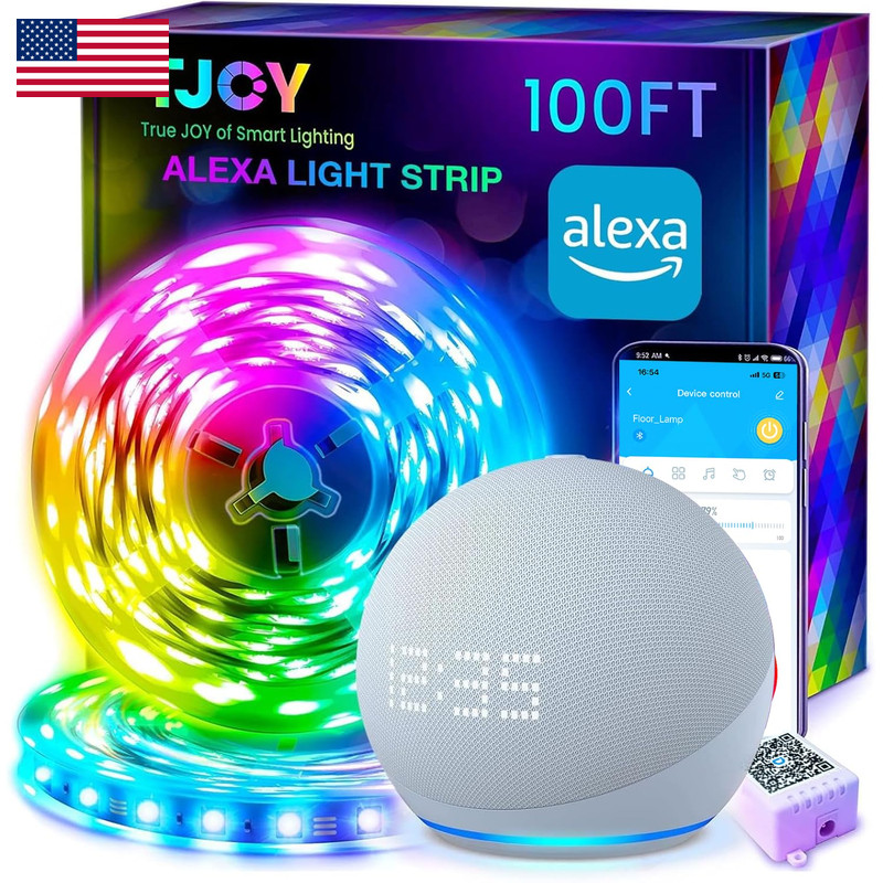 Tjoy 100Ft Smart Led Strip Lights For Bedroom Work Alexa Rgb Color Changing gallery