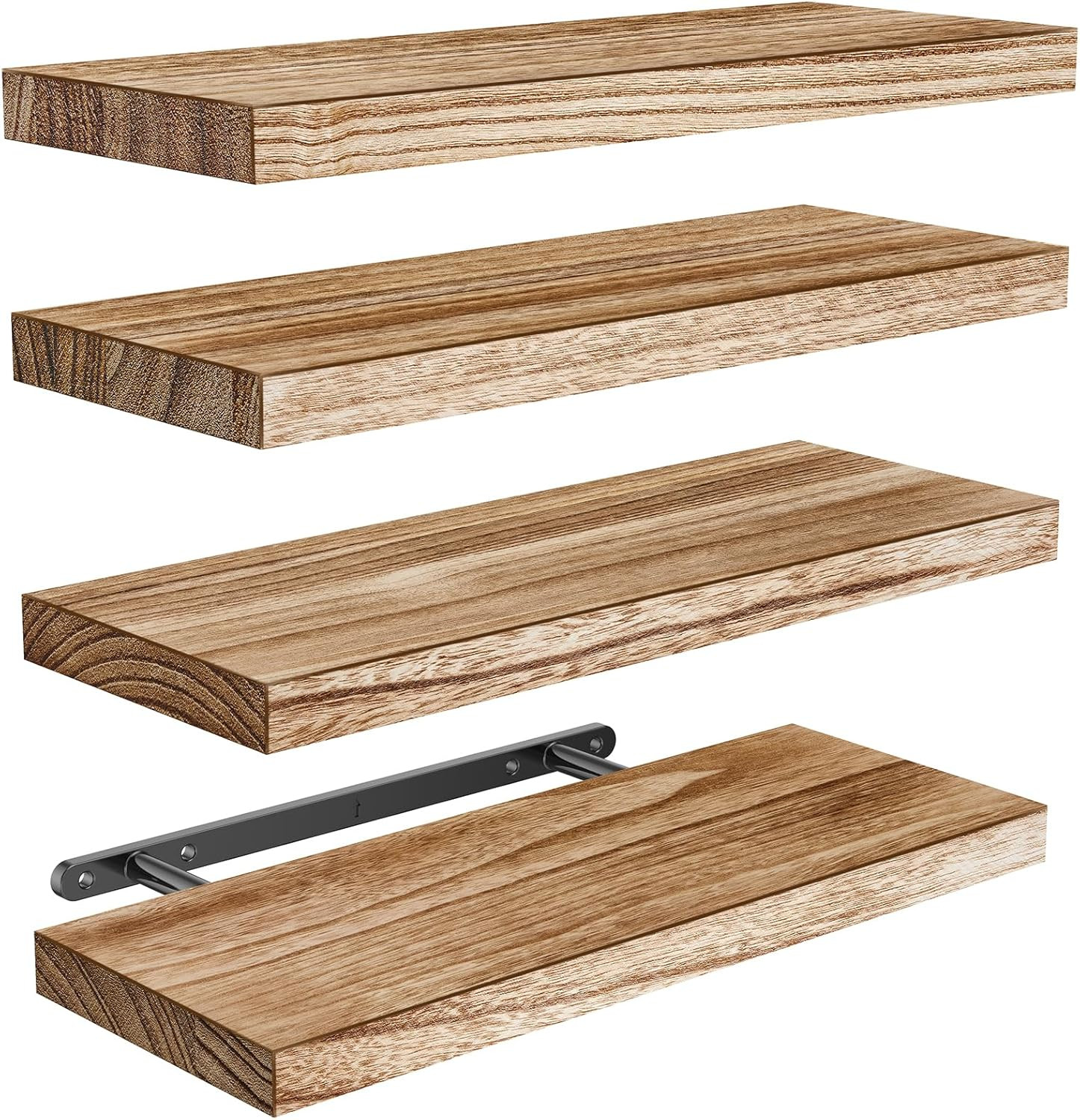 AMADA HOMEFURNISHING Floating Shelves, Paulownia Wood Wall Shelves for Bathroom/ gallery