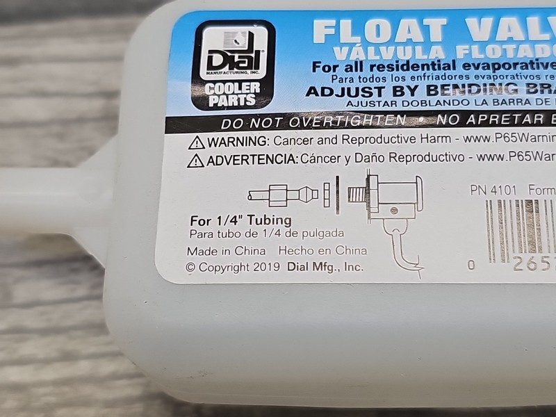 Dial Evaporative Cooler Float Valve for 1/4" Tubing Plastic & Brass (4101) [D5] gallery