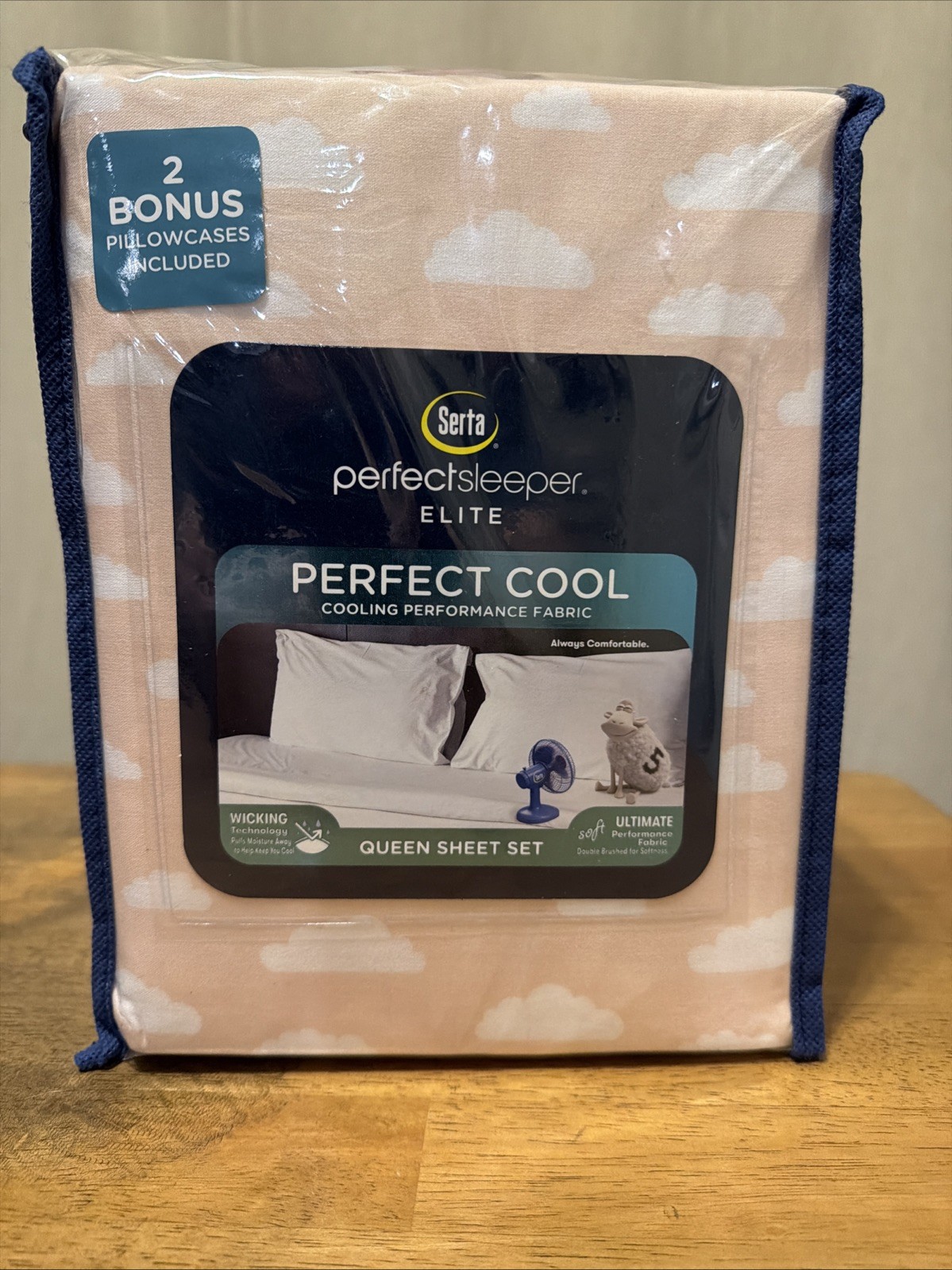 NIP Serta Perfect Sleeper Peach w/Clouds 6 Piece Queen Perfect Cool Sheet Set gallery