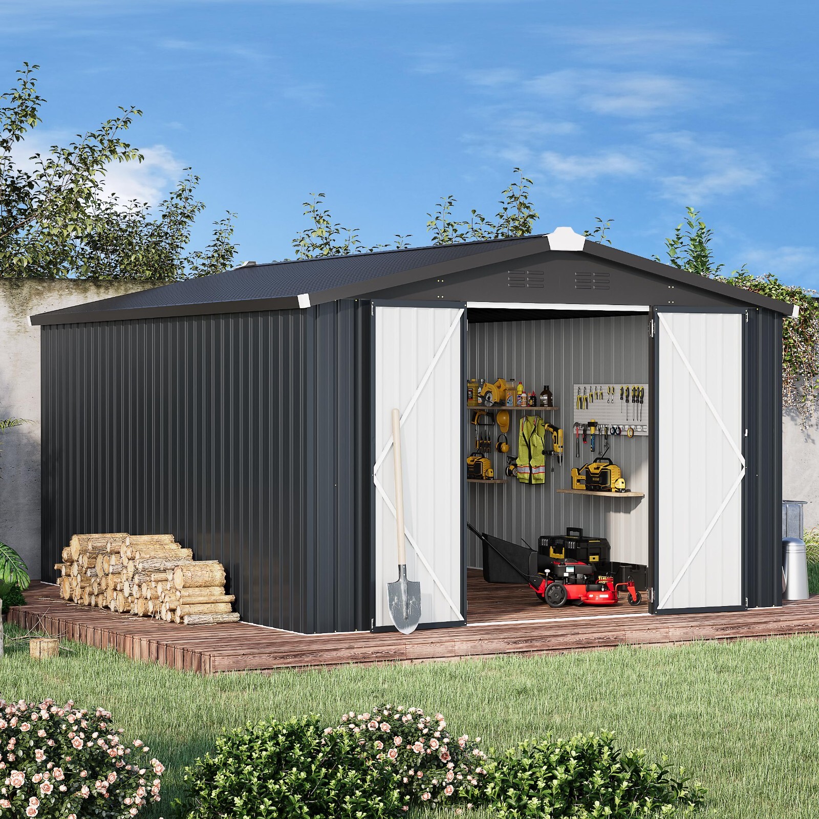 10x14 Metal Storage Shed with Lockable Doors, Large Steel Yard & Tool Shed gallery