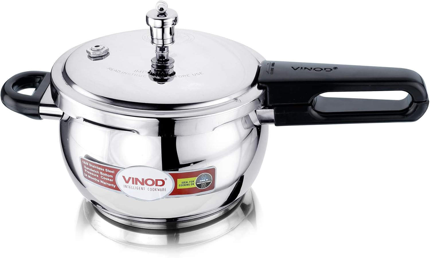 Vinod Pressure Cooker Stainless Steel – Glass Lid Handi Pot - 1.5 Liter – Indian gallery