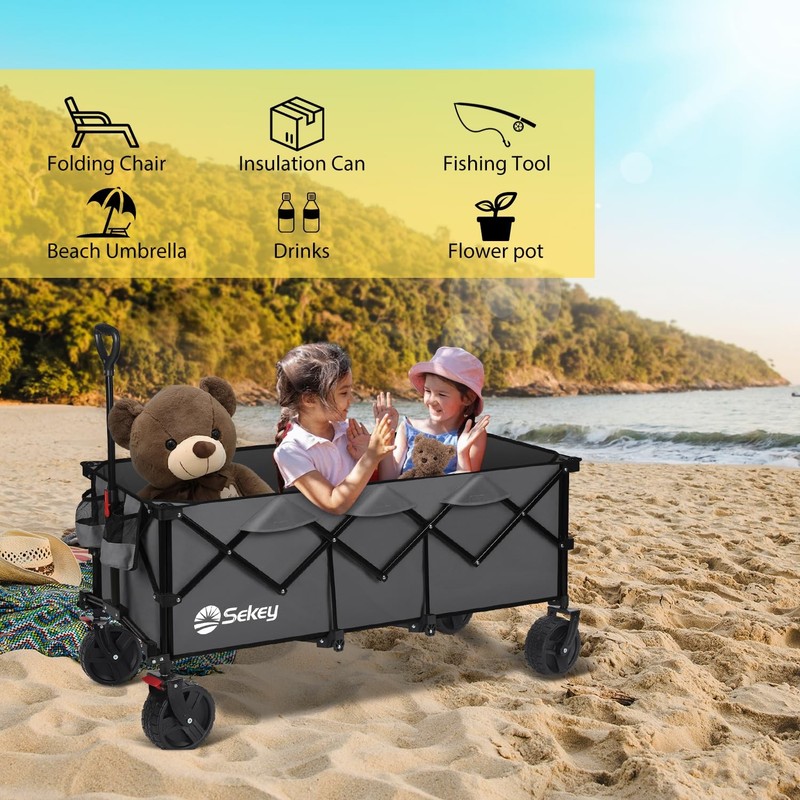 New Sekey 48''L Collapsible Foldable Extended Wagon with 660lbs Weight Capacity gallery