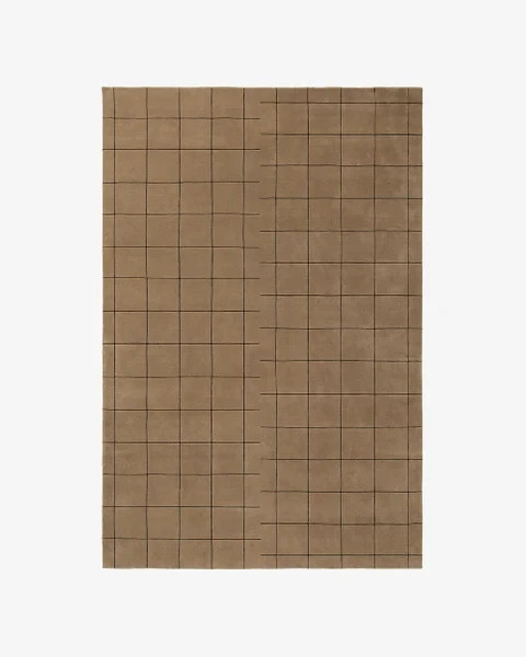 Nordic Knots Grid Chestnut Wool Rug Hand-Tufted Brown Area Carpet Modern gallery