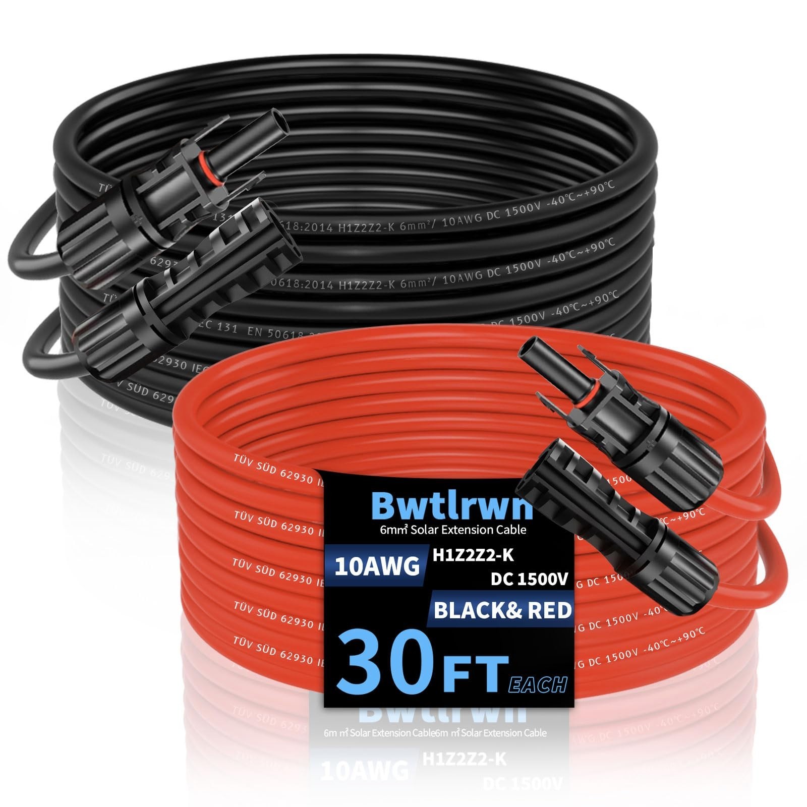30FT Solar Panel Extension Cable 10AWG, Waterproof Connectors for RV & Solar Sys gallery
