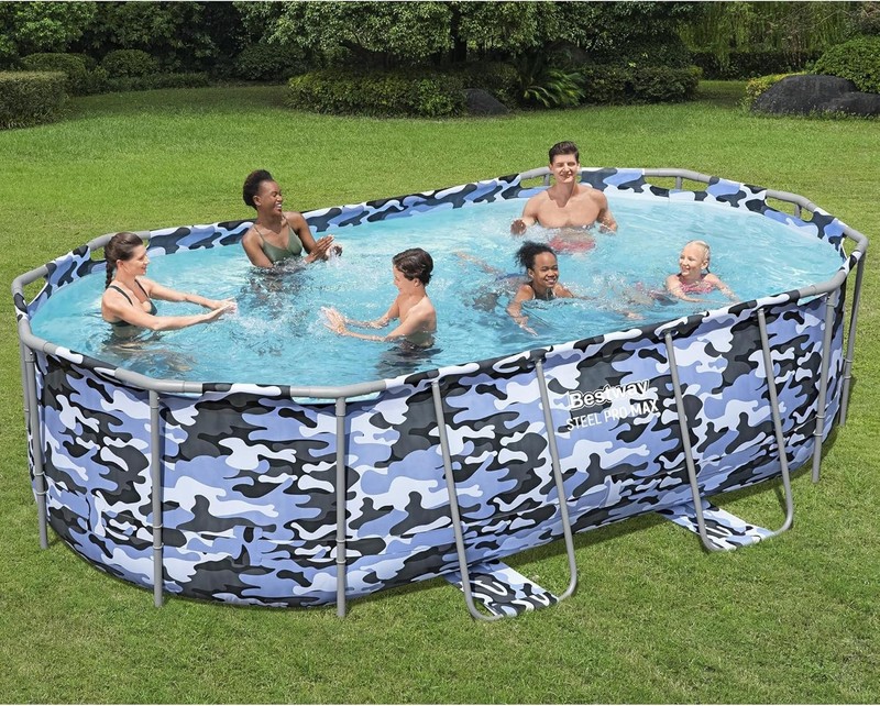 Above Ground Pool Set, 14ft x 8'2" x 39.5" Oval Steel Pro Max w/ Pump, Ladder gallery