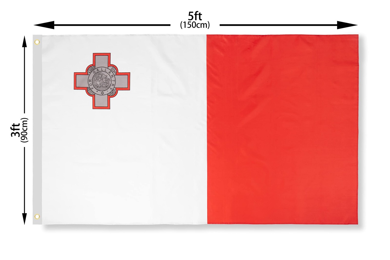 DANF Malta Flag 3x5 Ft Thick Polyester, Fade Resistant, Brass Grommets, Canvas H gallery