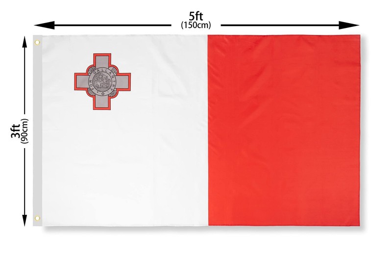 DANF Malta Flag 3x5 Ft Thick Polyester, Fade Resistant, Brass Grommets, Canvas H gallery