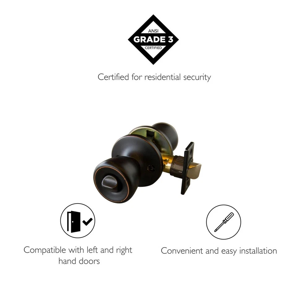 Terrace 6-Way Universal Privacy Bed and Bath Door Knob Oil Rubbed Bronze gallery