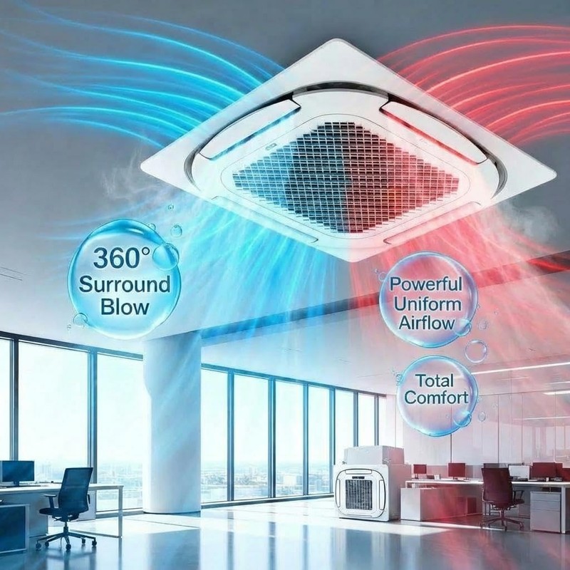 12000 BTU Ceiling Cassette Mini Split AC, 8-Way 360° Airflow, Ultra-Quiet, Remo gallery