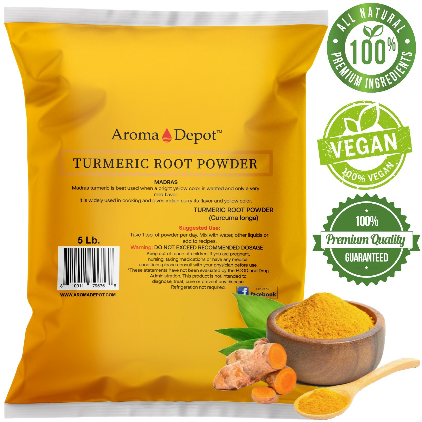 Tumeric Root Powder 5lbs. Raw Curcuma longa 5 Libras Yellow Turmeric Curcumin gallery