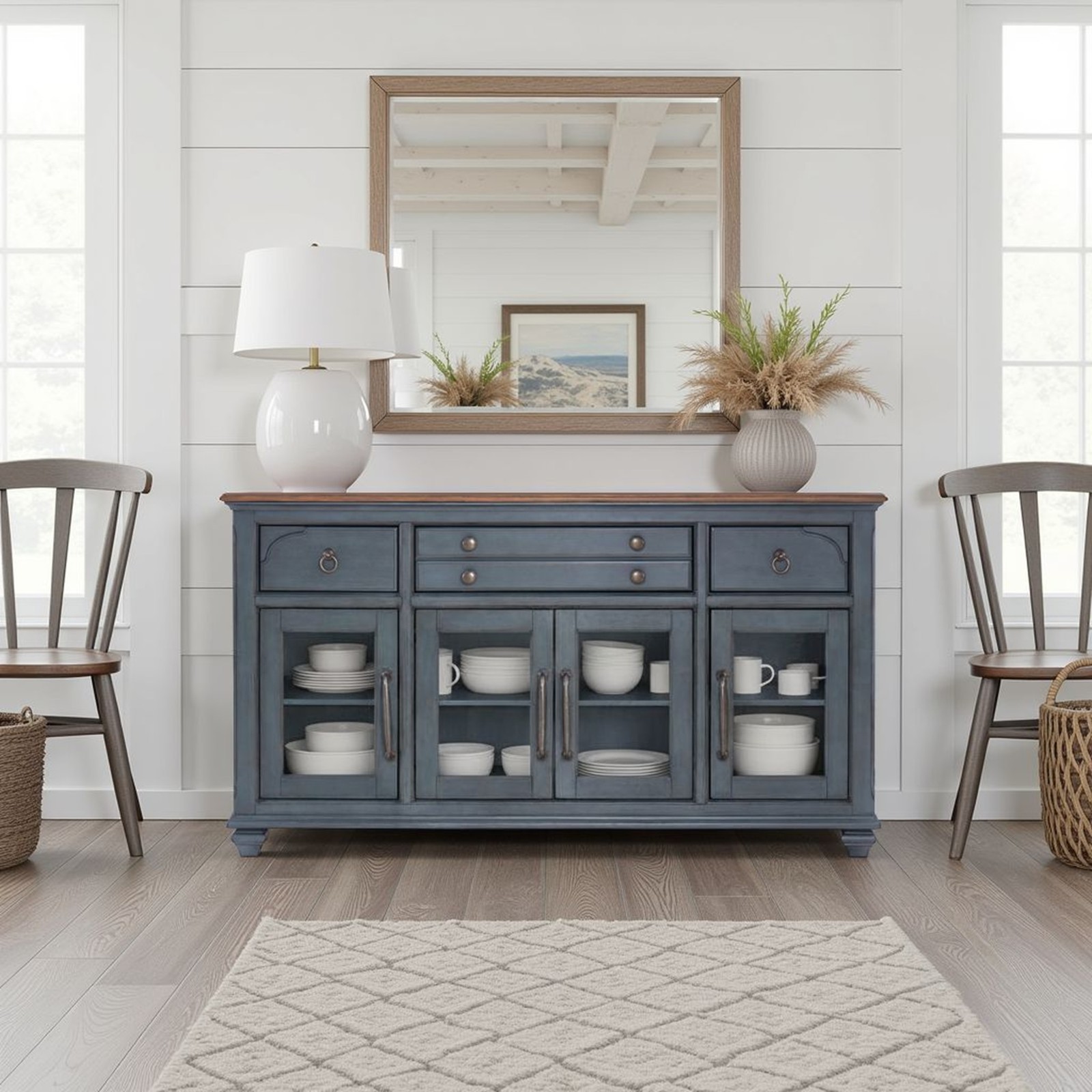 Americana Buffet Server Cabinet, No Assembly Required, Corduroy Blue Finish gallery