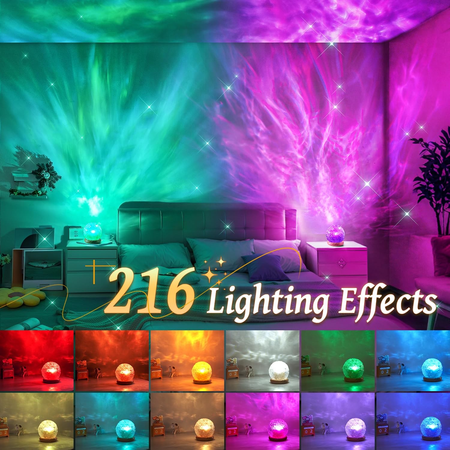 Crystal Light Projector, 216 Modes, Mood Lighting, Remote, USB, Room Decor gallery