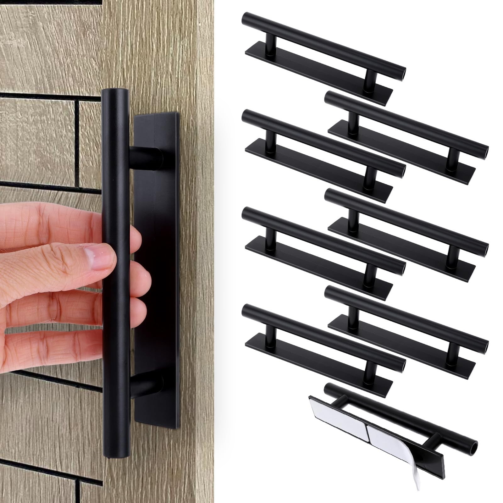 8 Pack Adhesive Cabinet Handles Pulls, Self Stick Door Handles ABS Plastic Pulls gallery