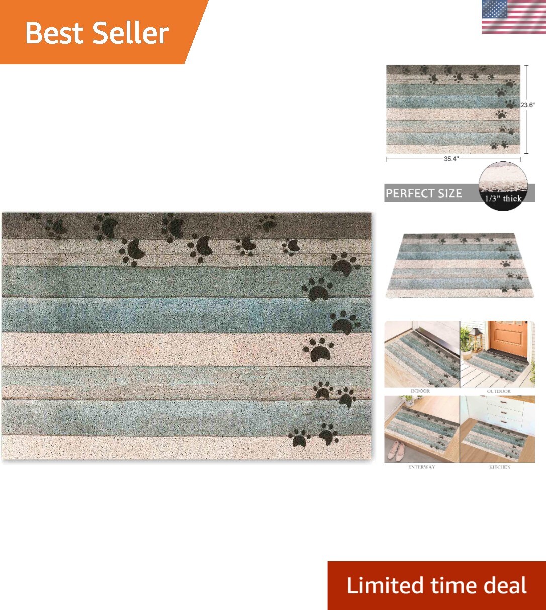 Polyvinyl Chloride Doormat - Stylish Bathroom/Kitchen Floor Mat with Fun Design gallery