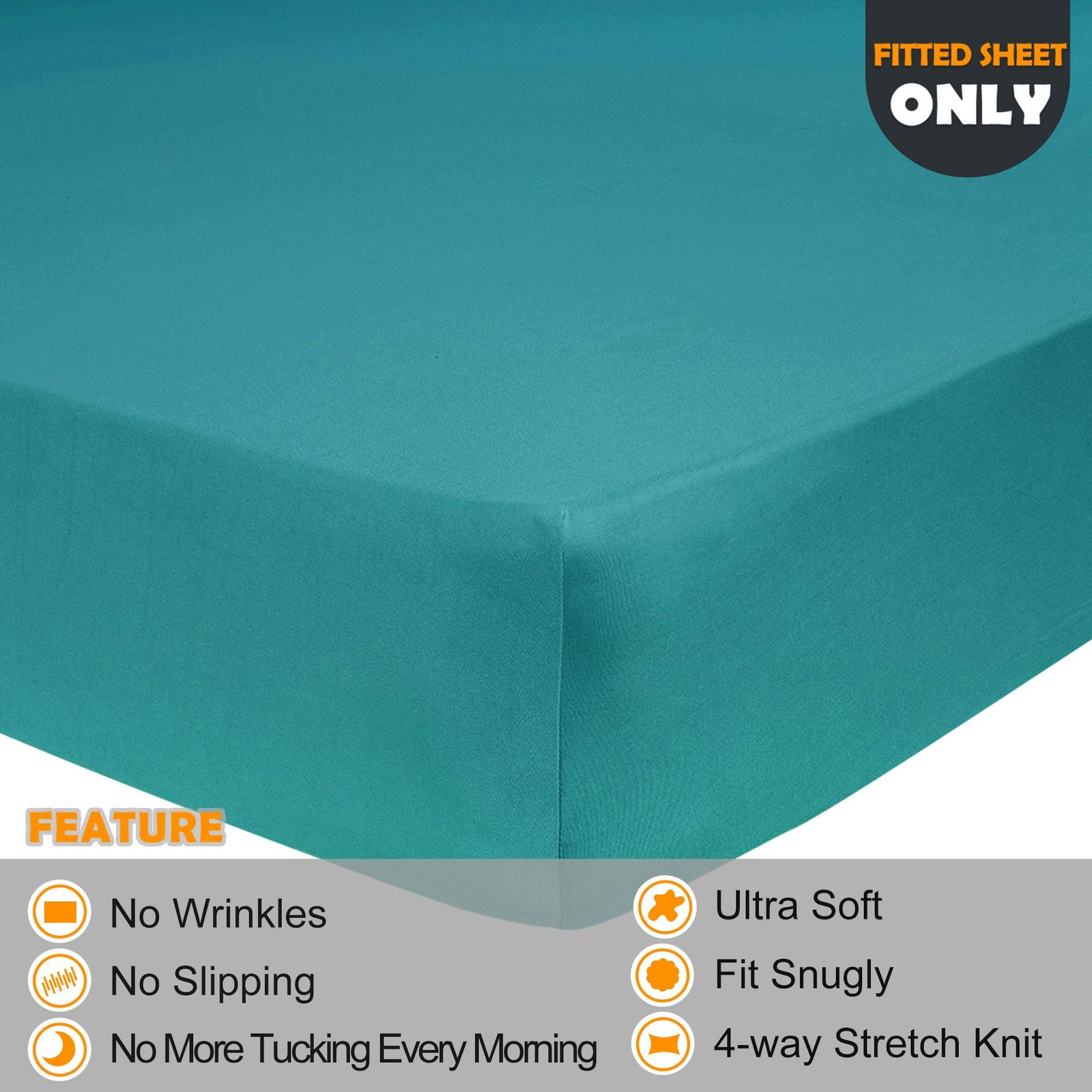 Stretch Queen Fitted Sheet Only - Jersey Knit Soft Cozy T-Shirt Like, 4-Way ... gallery