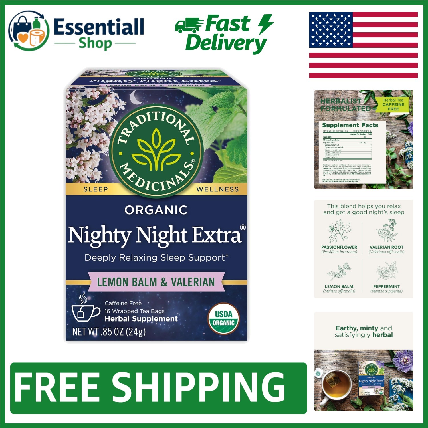 Relaxing Herbal Tea Blend: Nighty Night Extra with Valerian Root - 16 Count gallery
