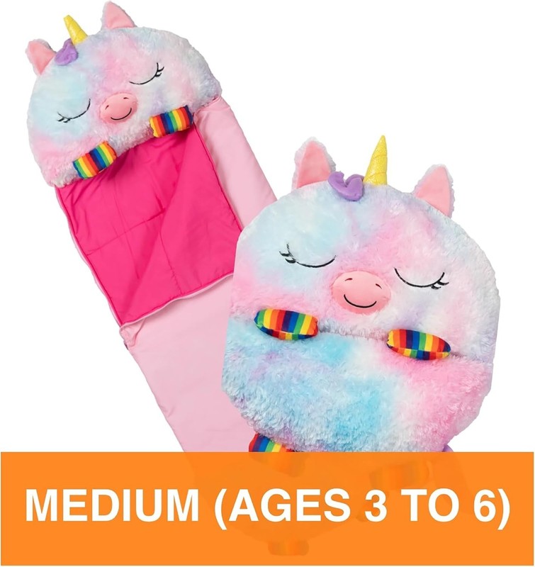: Pillow & Sleepy Sack: Medium - Rainbow Unicorn - 54 X 20, Plush Animal Charact gallery