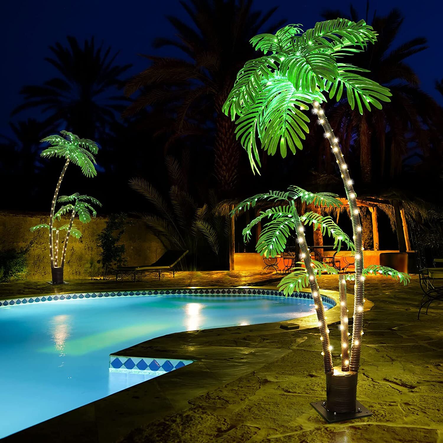 Artificial Lighted Palm Tree LED Lights Decoration 6ft for Home Patio Party Xmas gallery
