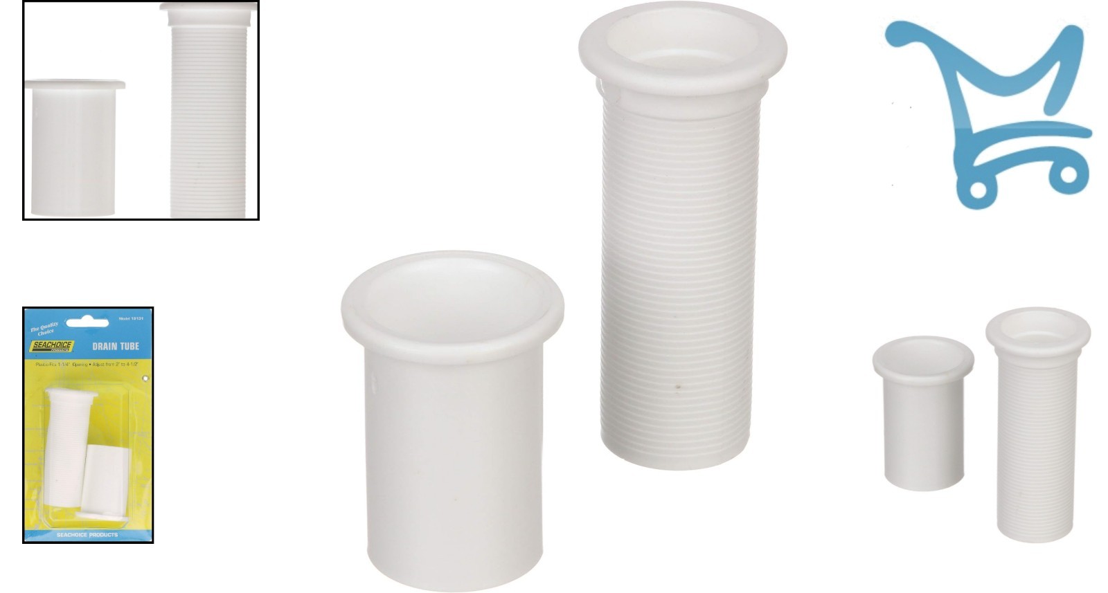 Adjustable Boat Drain Tube White Plastic Fits 1-1/4 inch Opening Marine gallery