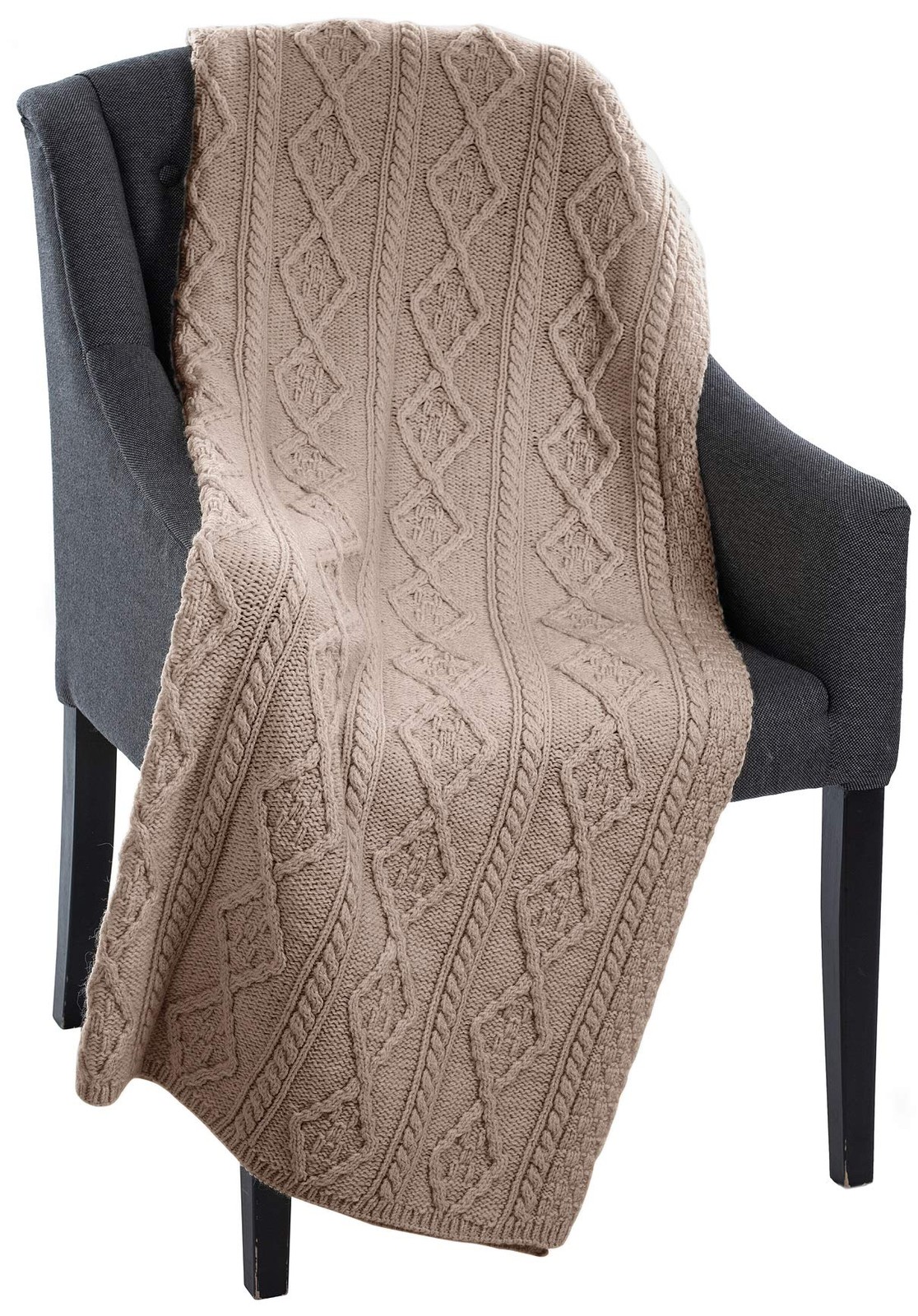 100% Merino Wool - Aran Knit Couch Throw Blanket 40 x 60 (102 x 152 cm) (Skiddaw gallery