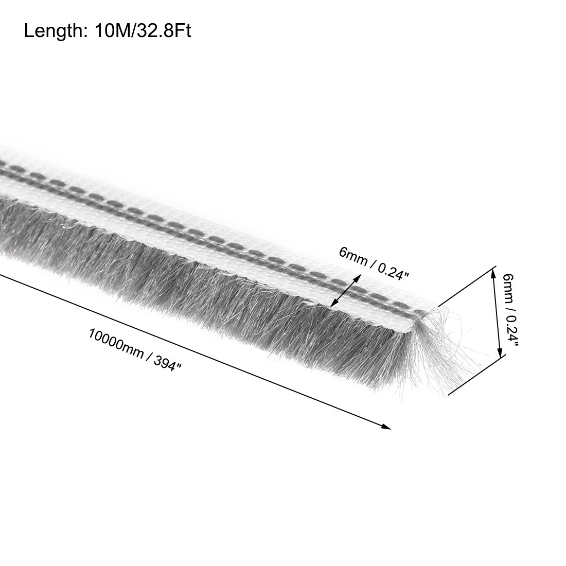 Brush Weather Stripping, 10M/32.8Ft Card-Slot Brush for Door Window, 6x6mm/WxH gallery