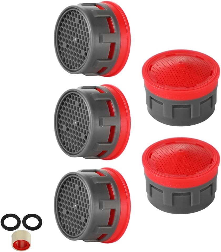 JQK Faucet Aerator, 2.2 GPM Flow Retrictor Insert 5 Pack, Red - gpm gallery