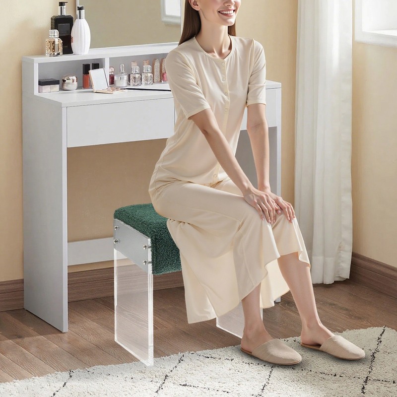 Makeup Stool Modern Minimalist Acrylic Chair Multi-functional Vanity w/ Cushion gallery