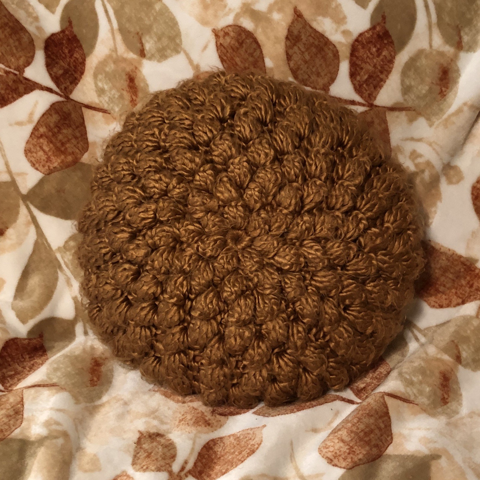 UGG Round Rust Color Crochet Throw Pillow Cover (No Filling/Pillow) 18”Diameter gallery