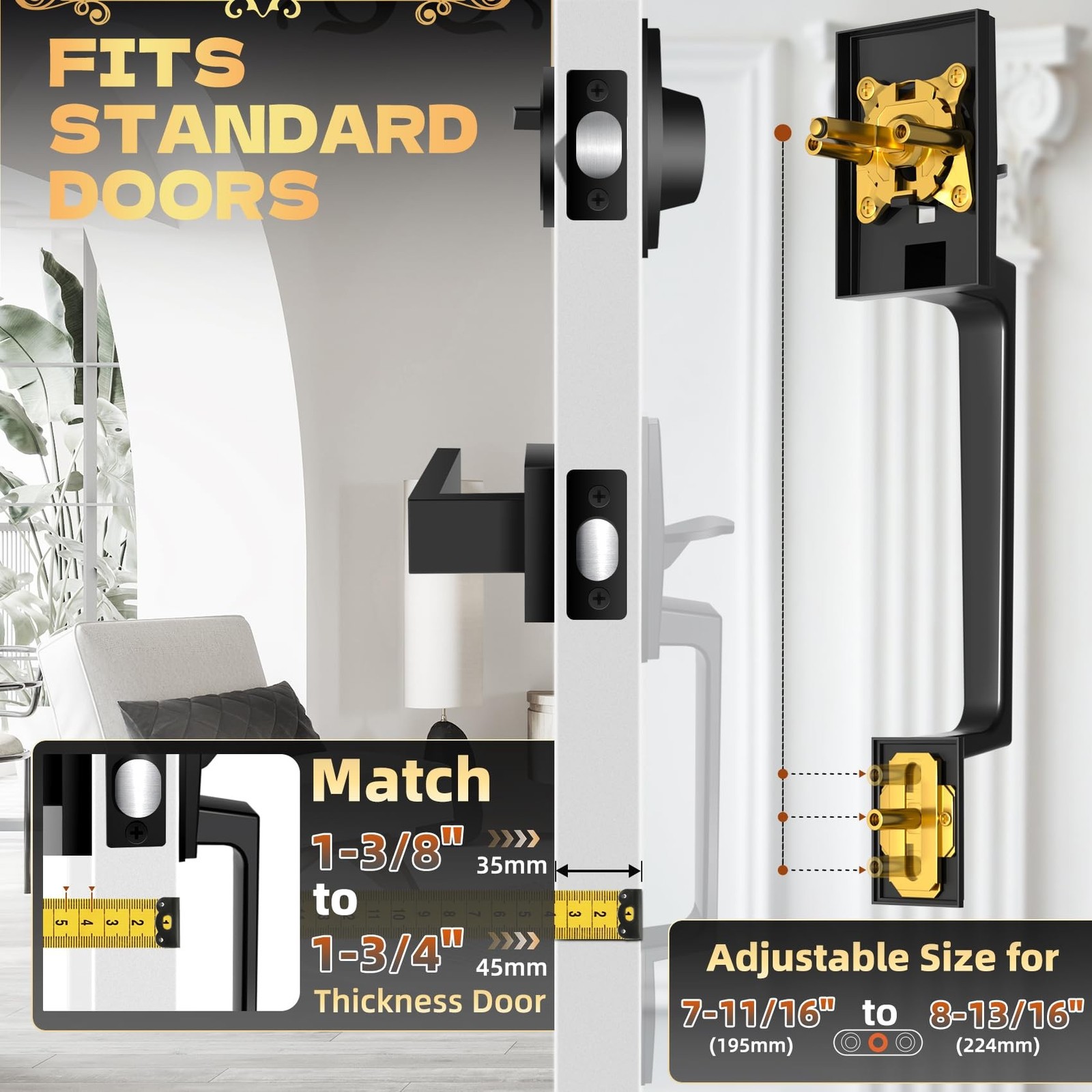 Azdele Front Door Handle and Deadbolt Set, Front Door Lock Set, Exterior Door... gallery