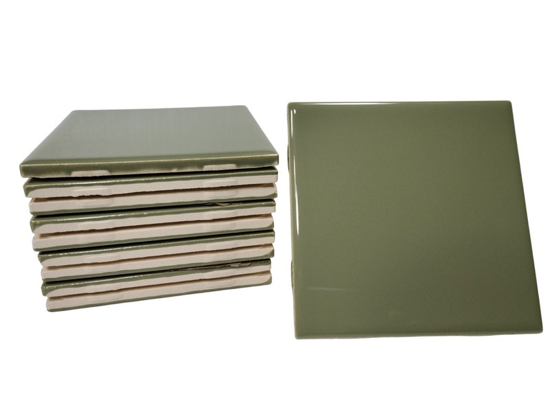 Avocado Green Ceramic Tile Shower Backsplash 4.25 in Subway Mid Century Modern gallery