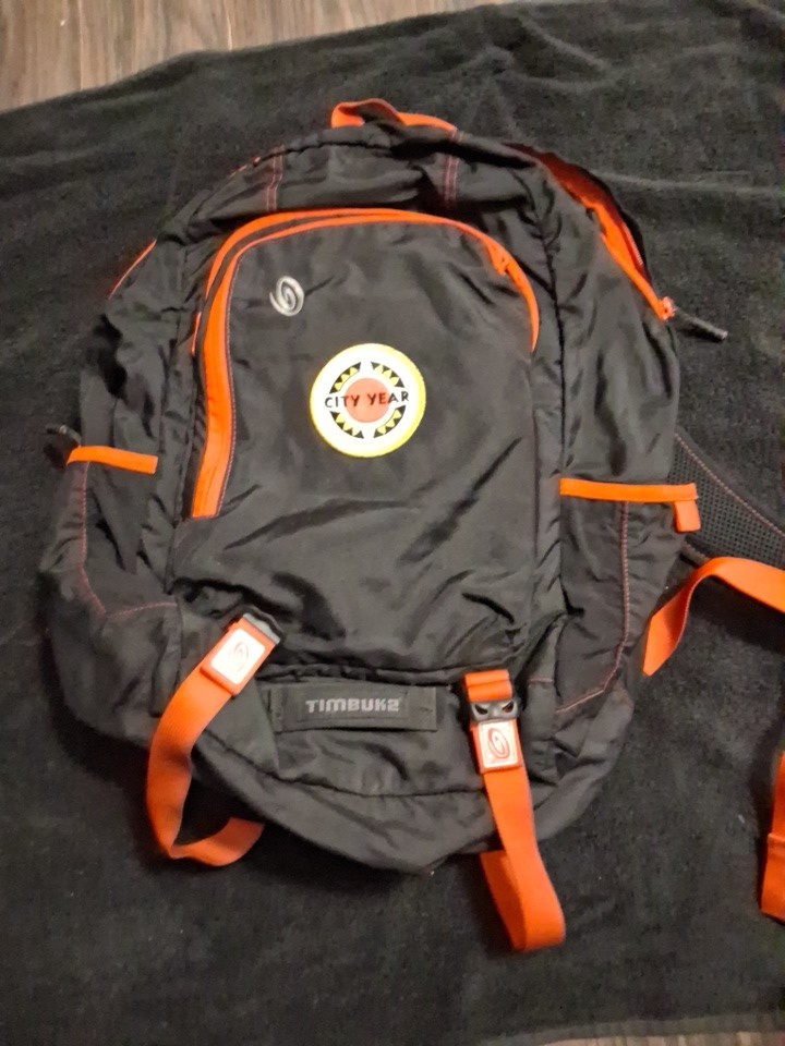 Timbuk2 Hiking Backpack Black Red Adjustable Straps Padded Back Compartments