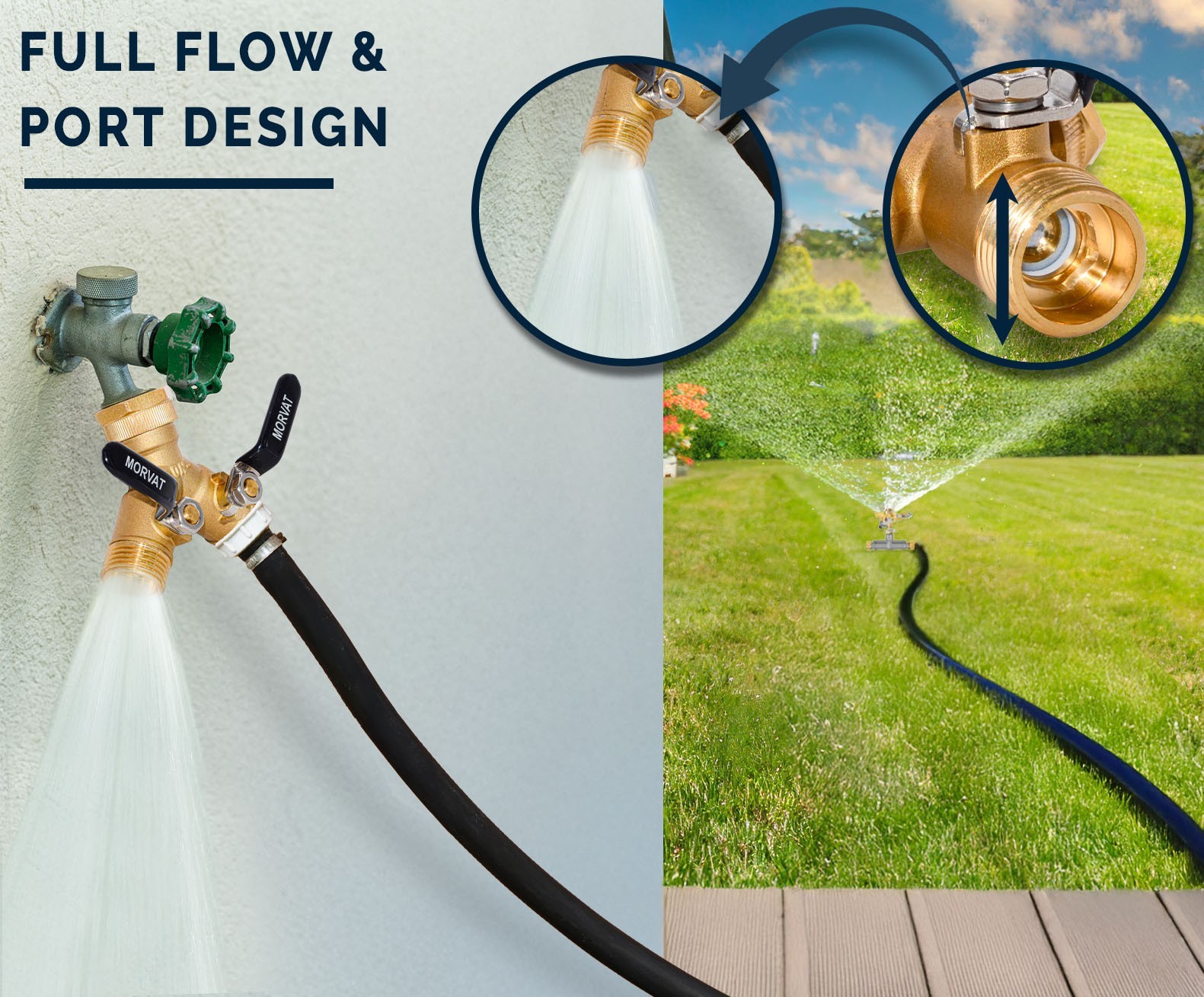Morvat Brass 2-Way Hose Splitter with Extended Metal and Rubber Handles, 2 Pack gallery