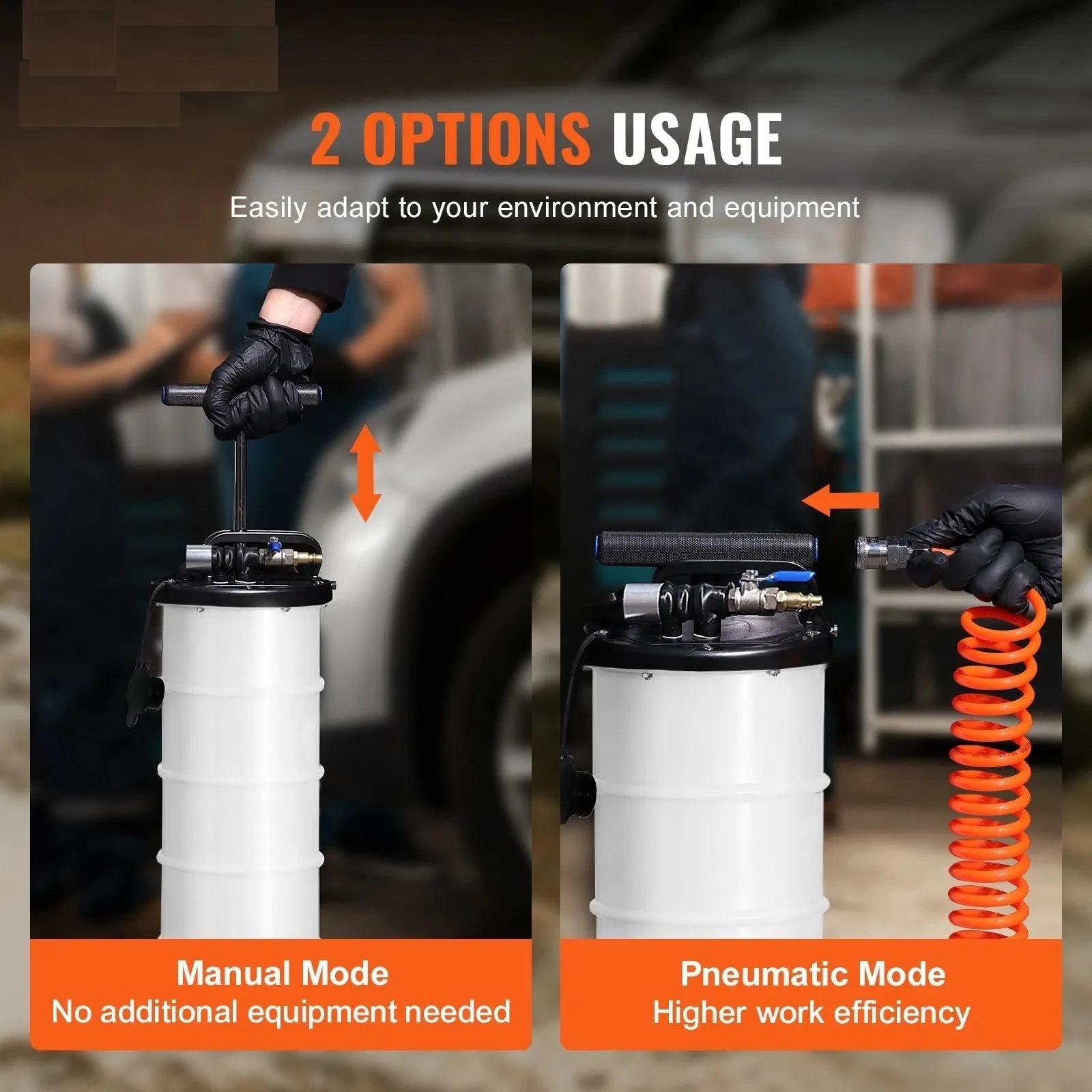 Fluid Extractor, 1.74 Gallons (6.5 Liters), Pneumatic/Manual Oil Changer Vacuum gallery