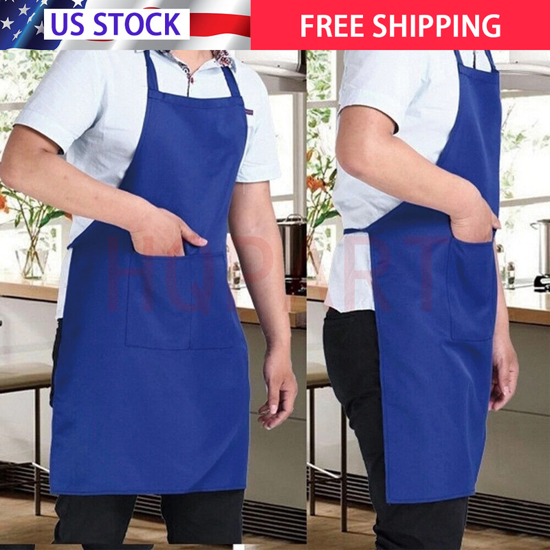 2 Pockets Kitchen Chef Bib Apron Cooking Waterproof Butcher Catering Restaurant gallery