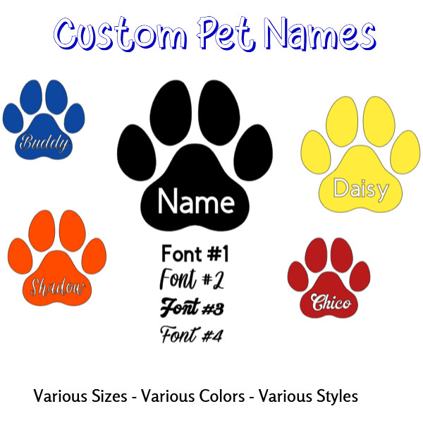Custom Name Paw Sticker Vinyl Decal - Dog Cat Pet Puppy Love Wall Decor Car gallery