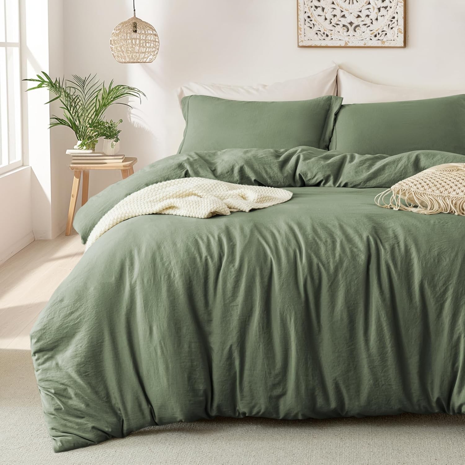 Super Soft Duvet Cover - 100% Washed Microfiber Olive Green Comforter Cover Set gallery