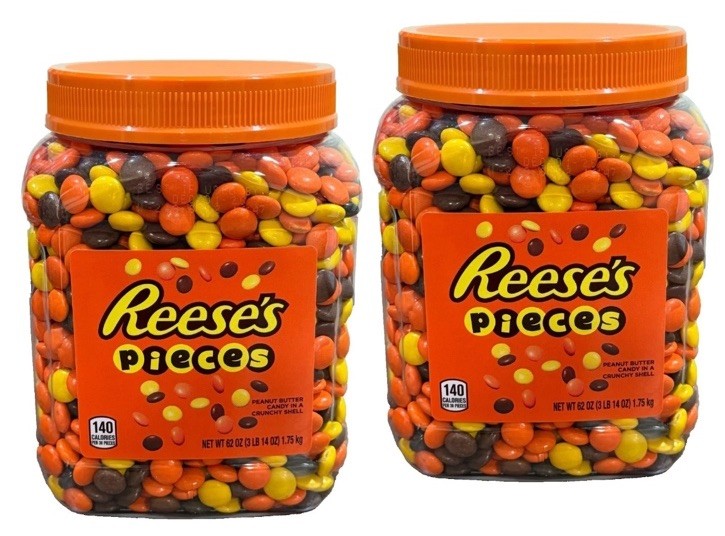 2-PACK Reese’s Pieces Peanut Butter Candy 62 oz each Jar Bulk Party Candy gallery