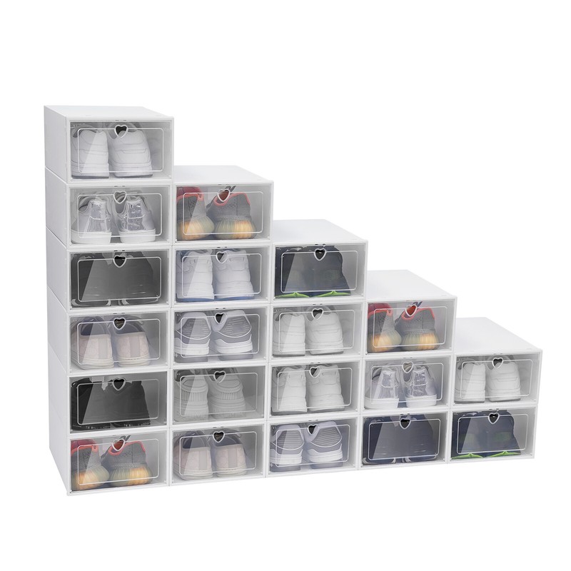 20pcs Stackable Shoe Storage Box Durable Plastic Sneaker Display Case Organizer gallery